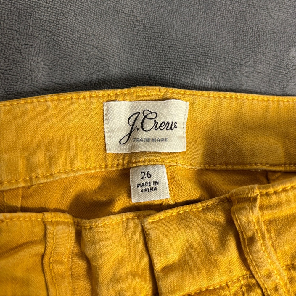 J.Crew Women's 26 Mustard Yellow Skinny Utility Pants Ankle Zip Pockets - Picture 3 of 10